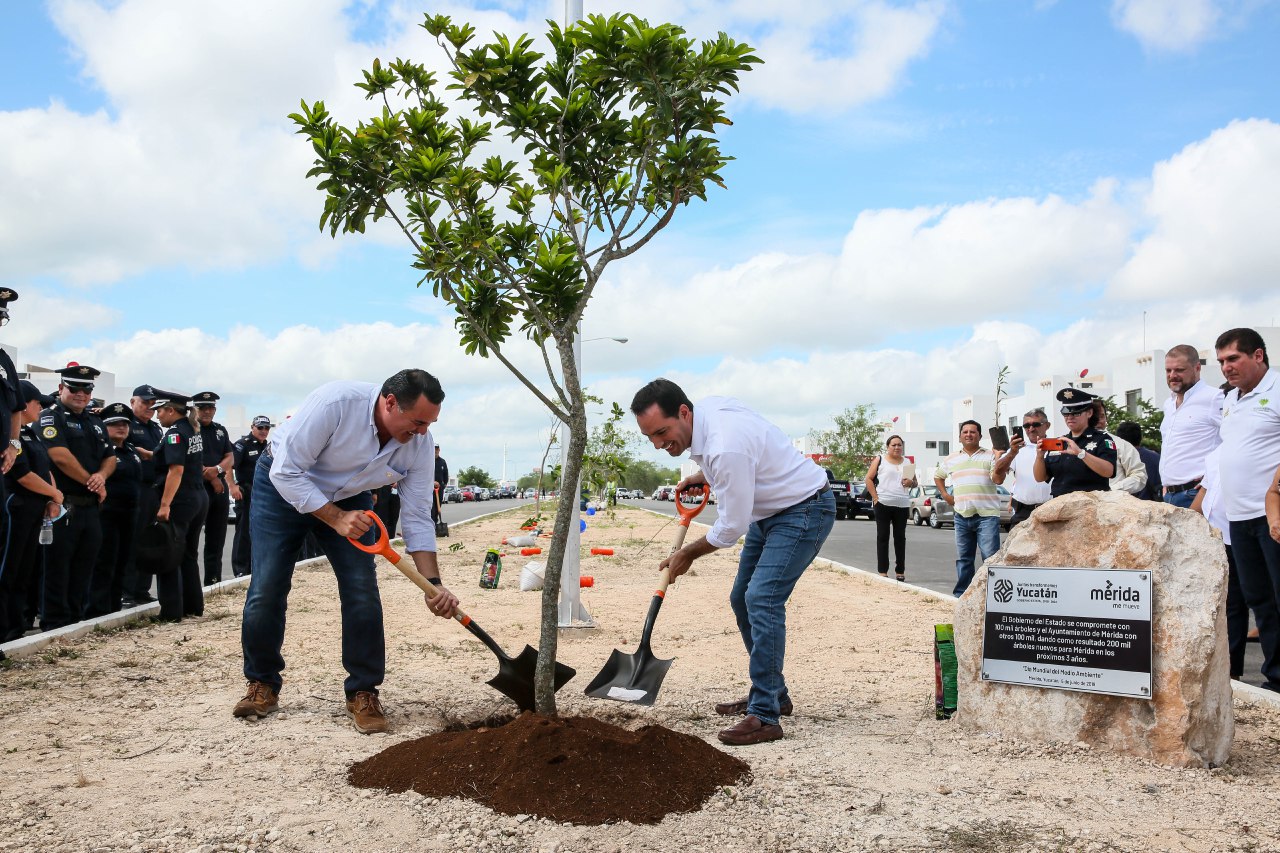 Photo of Vila y Renán cumplen el compromiso de arborizar la ciudad dentro de la Declaración por Mérida 2050