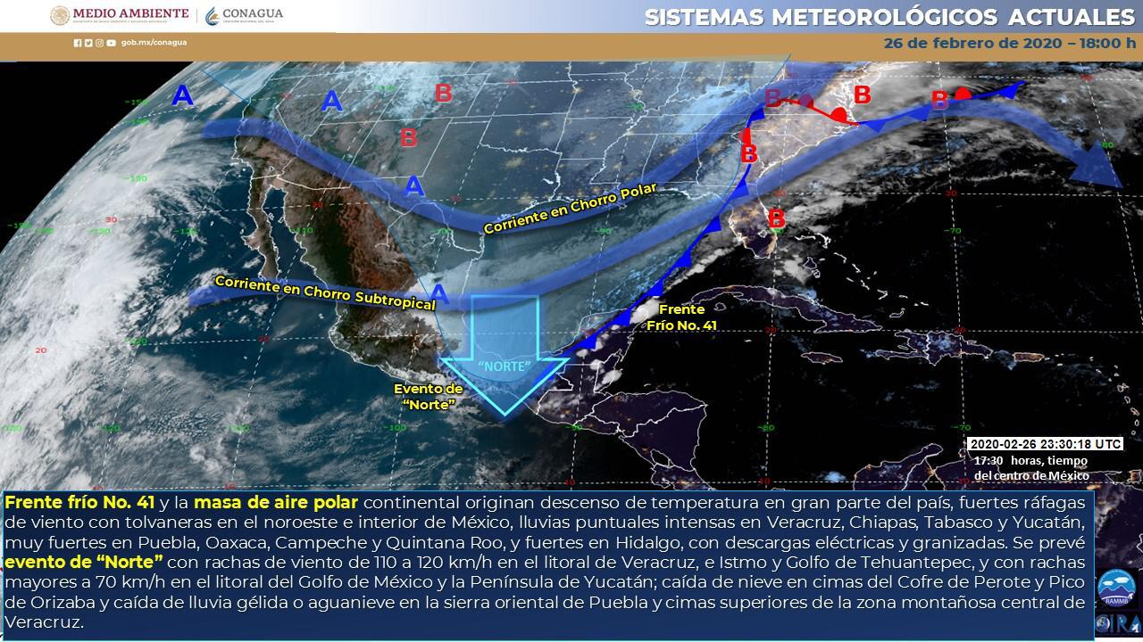 Photo of Con fuertes vientos y tormentas el Frente Frío 41 seguirá afectando a la Península de Yucatán