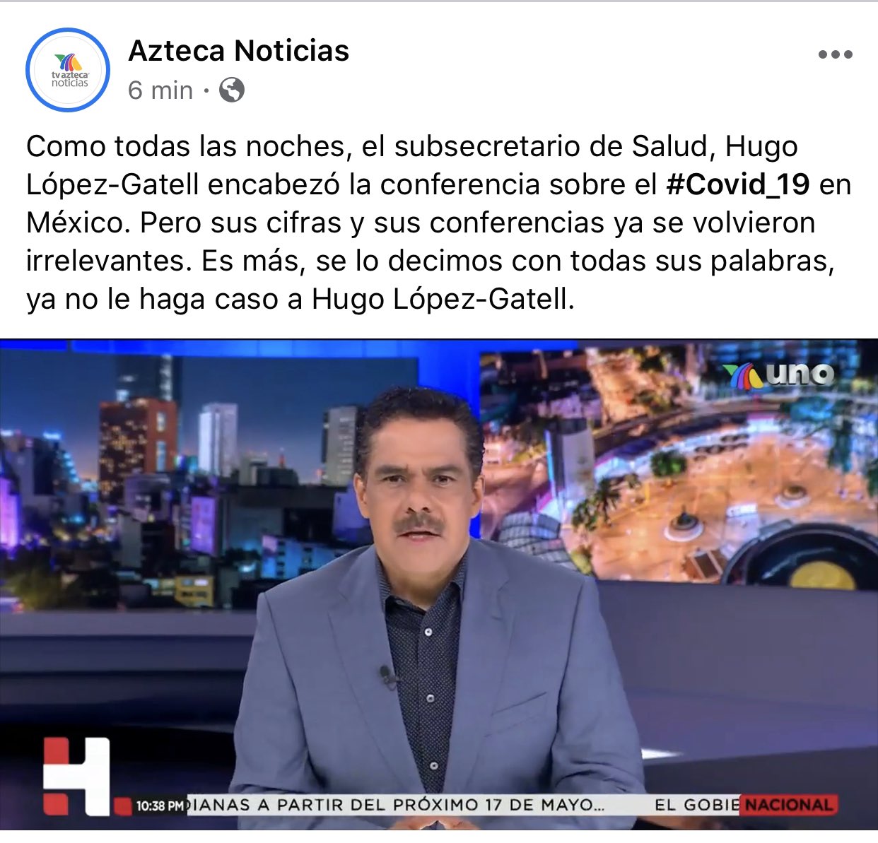 Photo of TV Azteca: ‘Ya no le haga caso a Hugo López-Gatell’