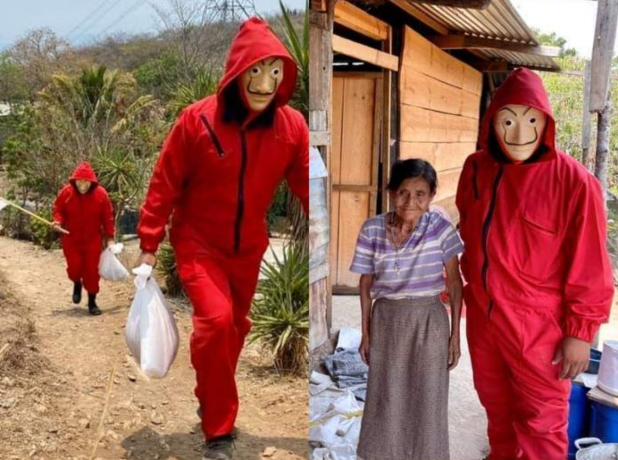 Photo of Reparten víveres disfrazados como “La Casa de Papel” por pandemia