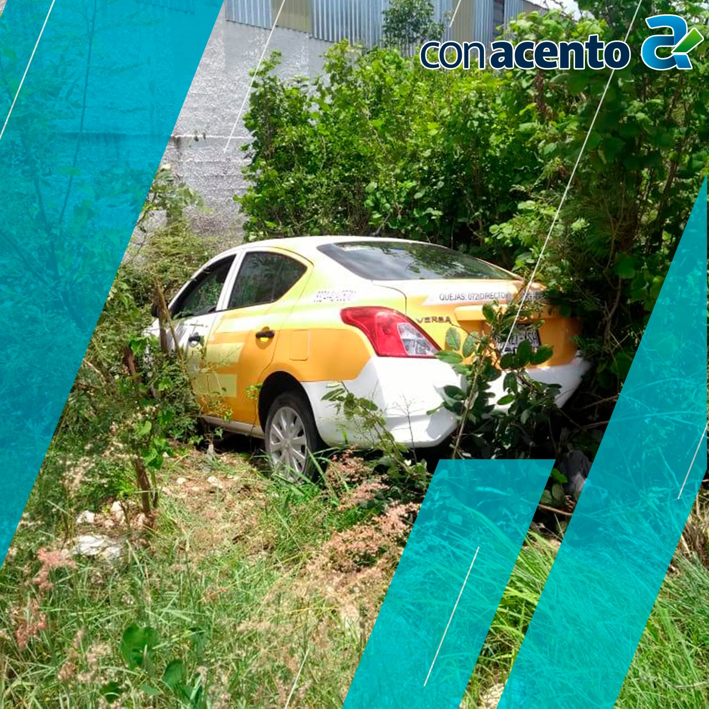 Photo of Taxista termina entre la maleza tras accidente en Periférico de Mérida