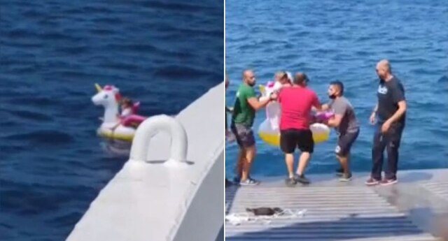 Photo of Rescatan a niña que flotaba en salvavidas de unicornio en medio del mar
