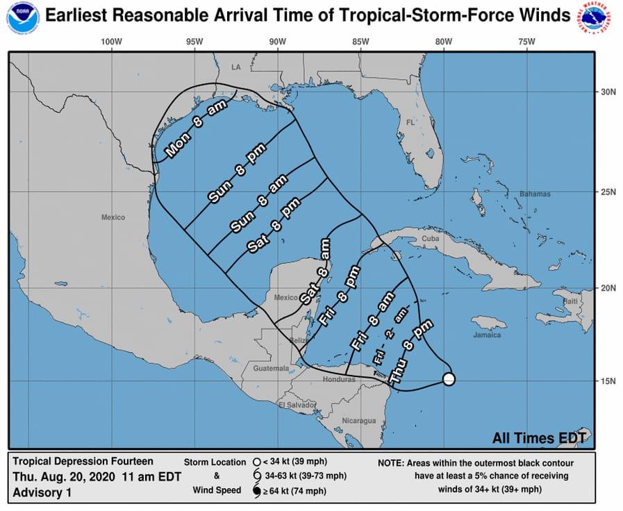 Photo of Se forma la depresión tropical #14 y estará afectando la Península de Yucatán
