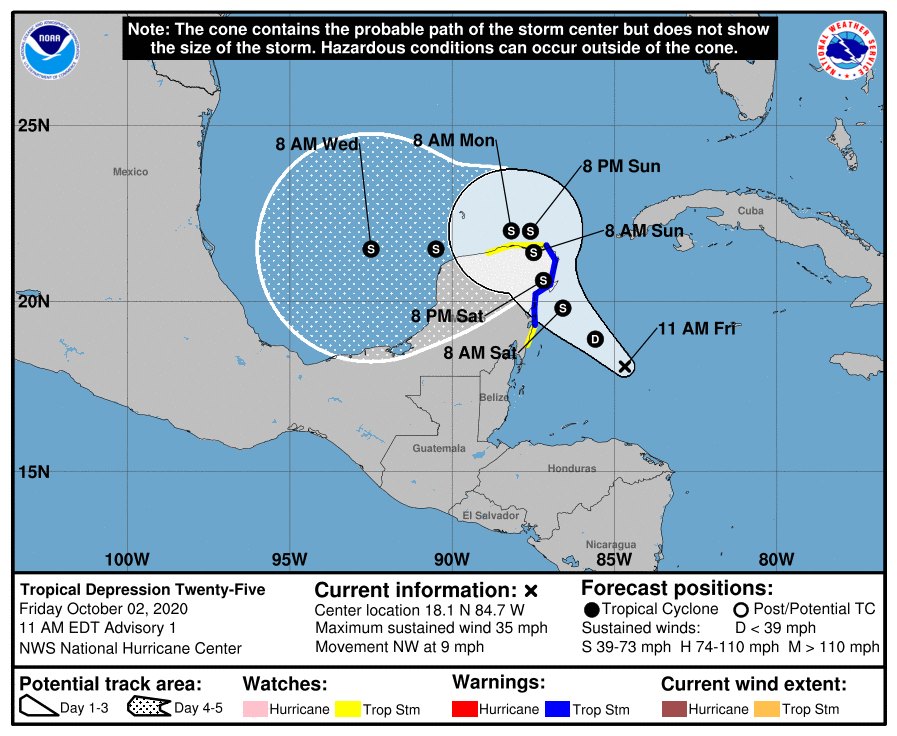 Photo of Se forma la depresión tropical 25: se enfila a la Península de Yucatán