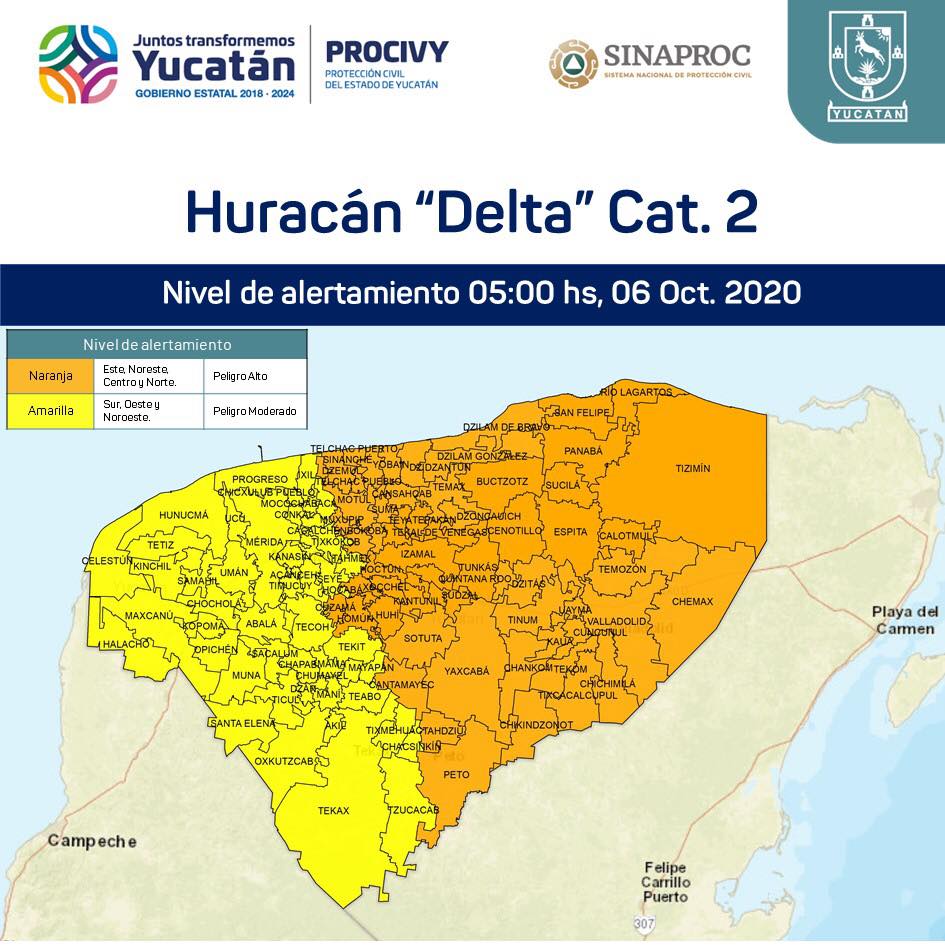 Photo of Yucatán en Alerta Naranja por el paso del huracán Delta; llegarán 5 elementos para la aplicación del Plan DN-IIIE