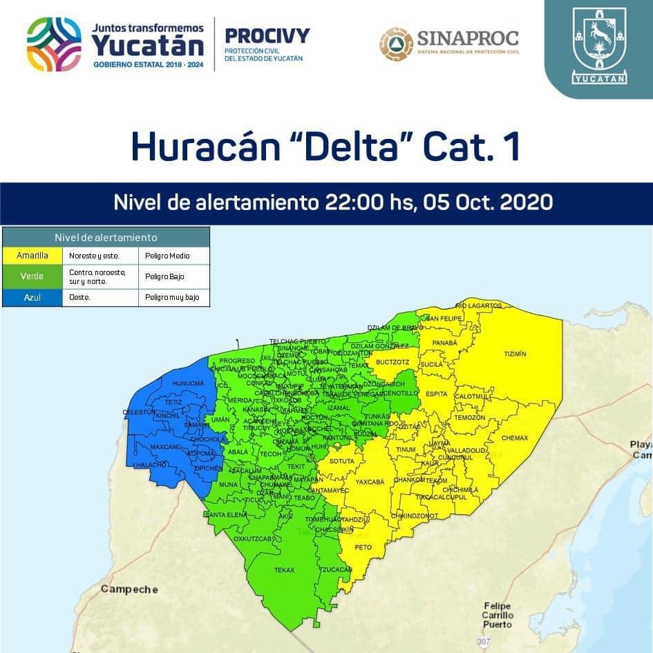 Photo of Emiten alerta amarilla para los municipios del noroeste y este de Yucatán por Delta