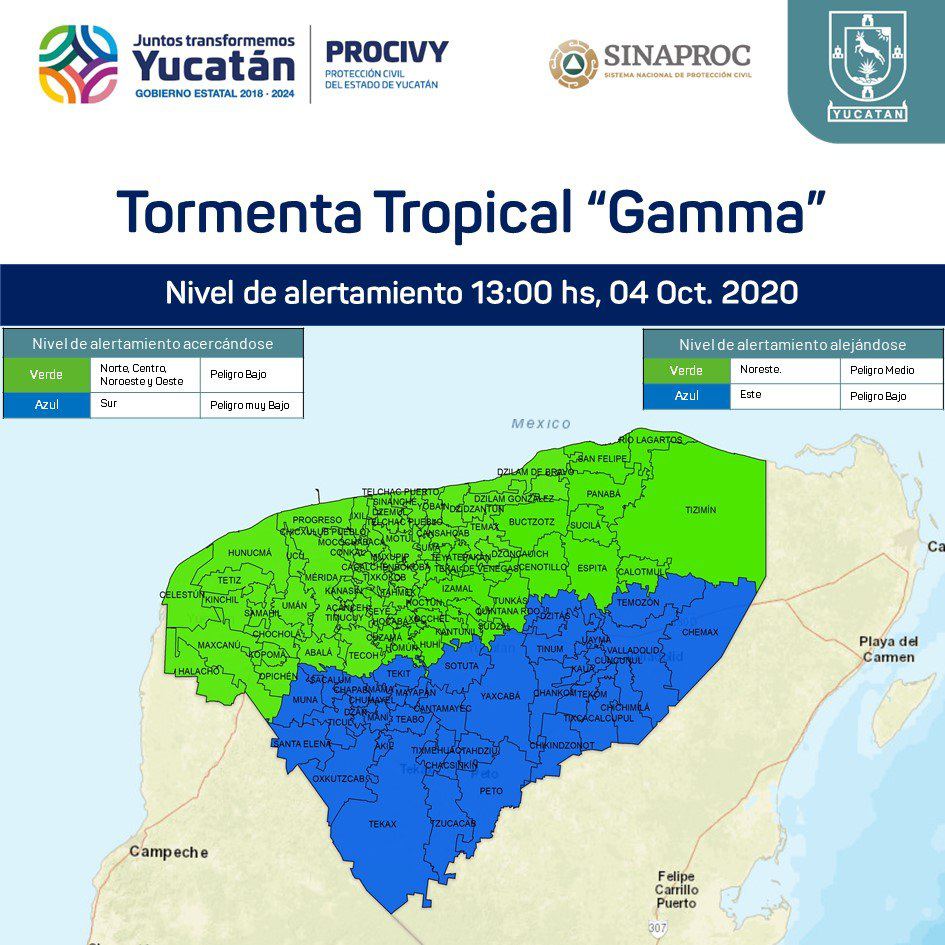 Photo of Yucatán mantiene su alerta verde y azul por la TT Gamma