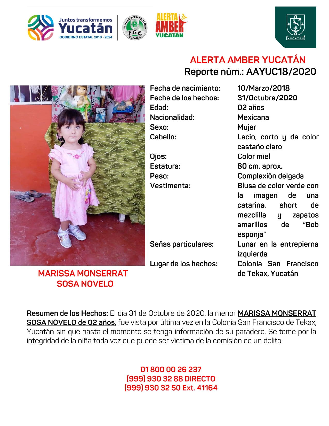 Photo of Emiten Alerta Amber en Yucatán para localizar a niña de dos años