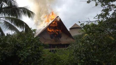 Photo of Cae rayo e incendia una de las palapas del parque Xcaret