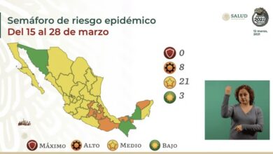 Photo of México suma tres estados en Semáforo Epidemiológico en verde, 8 en Naranja y 21 en Amarillo