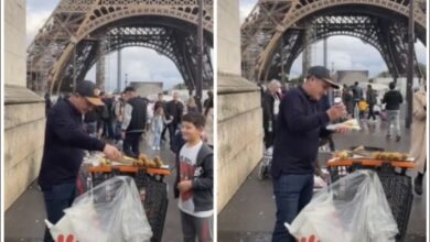 Photo of Colombiano, la sensación en París por vender elotes abajo de la Torre Eiffel