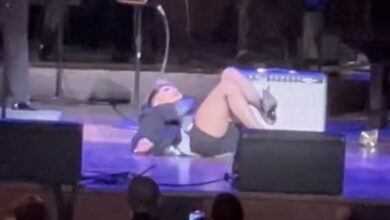 Photo of Alejandra Guzmán cae en el escenario: suspende show y sale en ambulancia