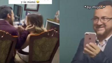 Photo of No besa a su esposo en su boda porque papá los estaba viendo