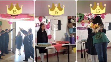 Photo of Maestra y alumnos festejan XV años de compañera; hubo hasta vals