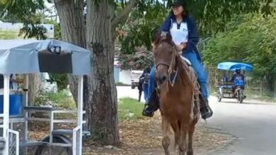 Photo of Yucateca llega a caballo a la prepa 