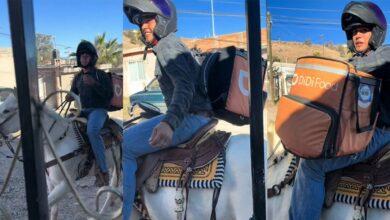 Photo of A caballo, repartidor de Didi entrega pedidos