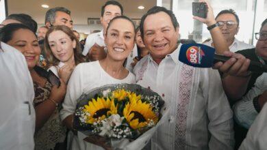 Photo of “Huacho” Díaz Mena recibe a Sheinbaum en Yucatán 