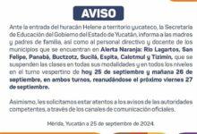 Photo of Suspenden clases en municipios del oriente por huracán “Helene”