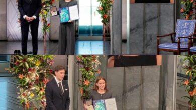 Photo of Emotiva ovación a Ana Corina Sosa al recibir el Nobel de la Paz en nombre de su madre