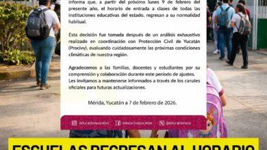 Photo of Regresan a la normalidad los horarios escolares en Yucatán