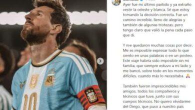 Photo of Messi se despide de la Selección argentina: “Me quedaron muchas cosas por decir”